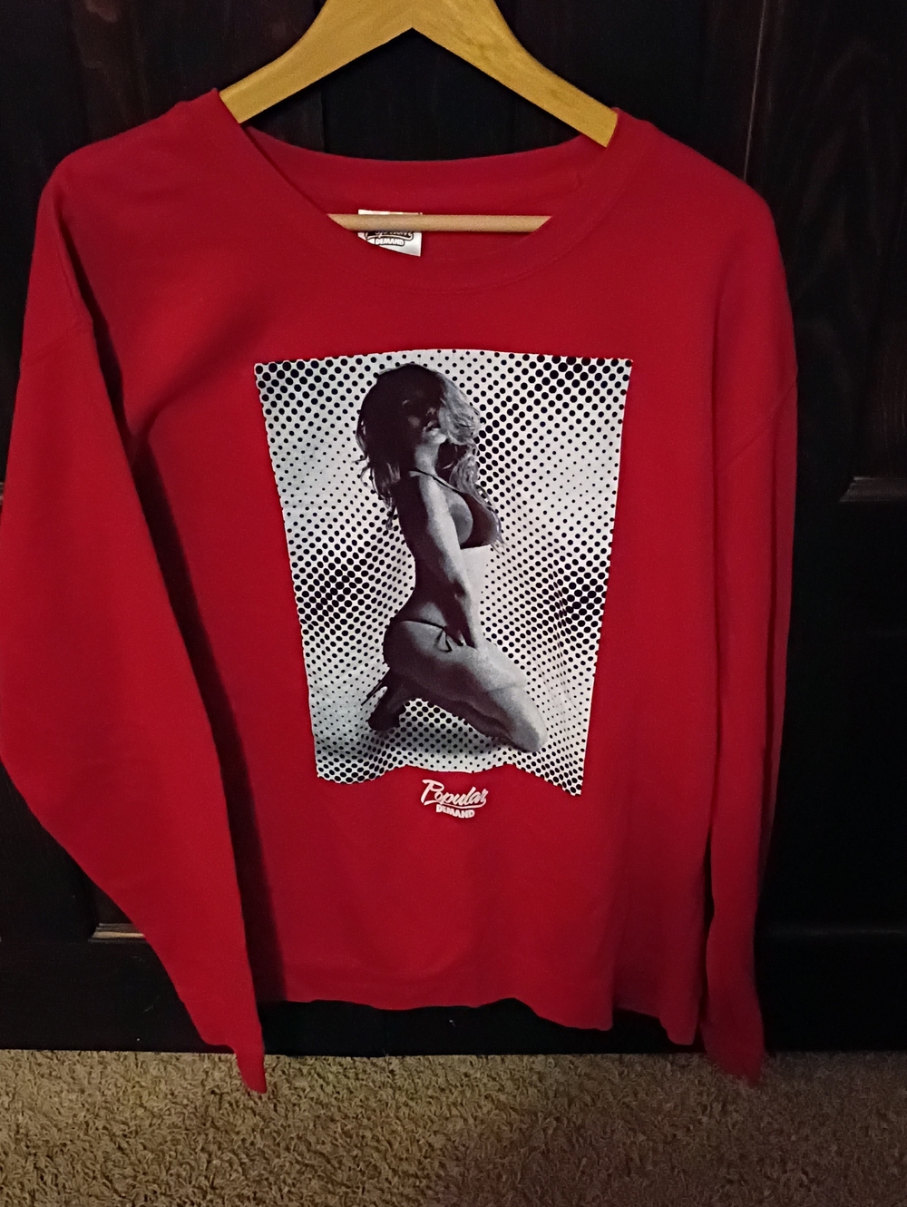 Popular Demand Brand  Red Men's Graphic Crewneck Sweatshirt